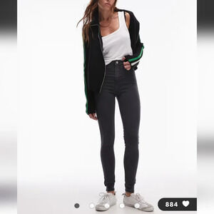 Topshop high rise Joni jeans in washed black. Size 25